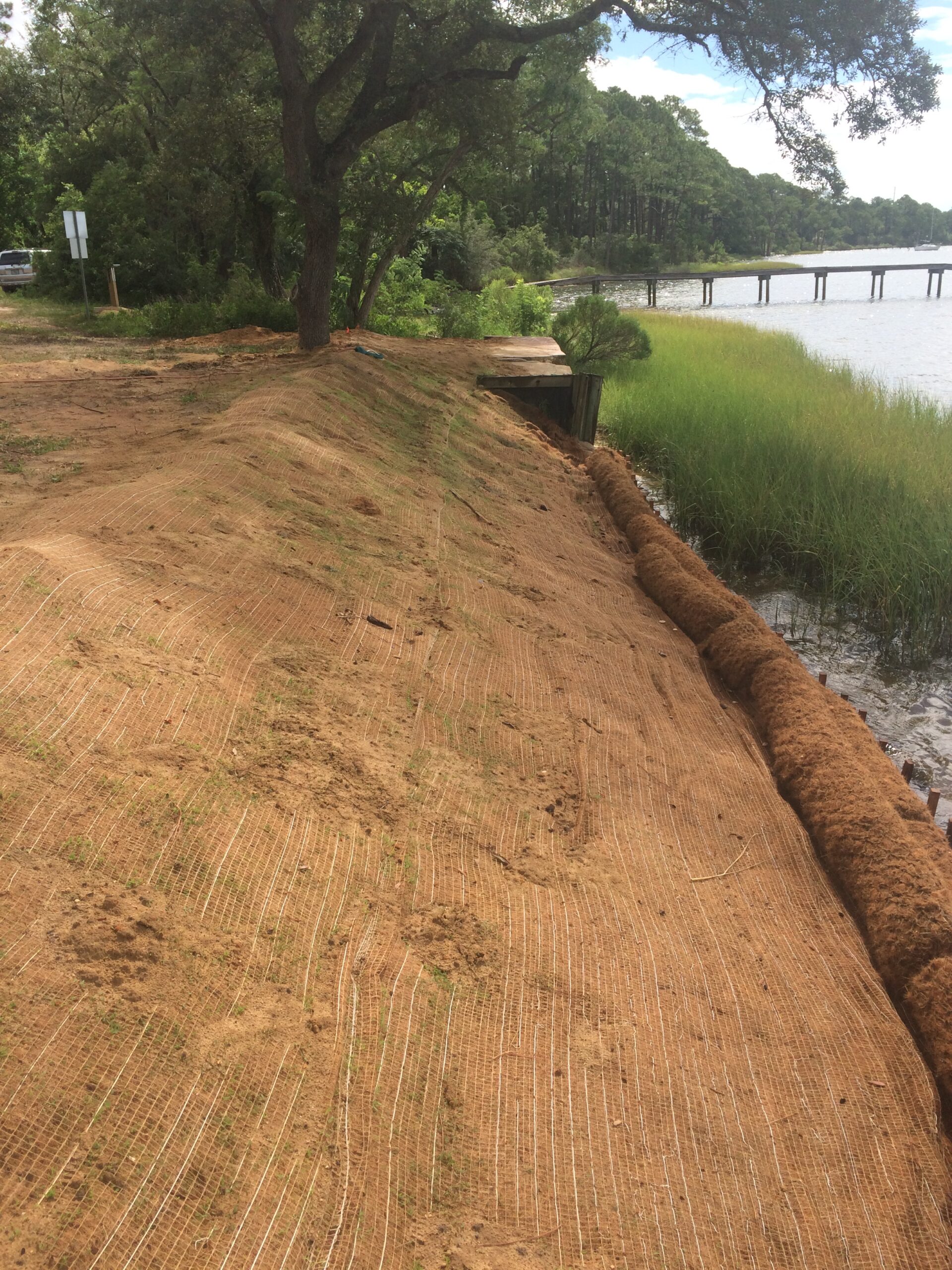 Grading of the shoreline at Bayou Grande