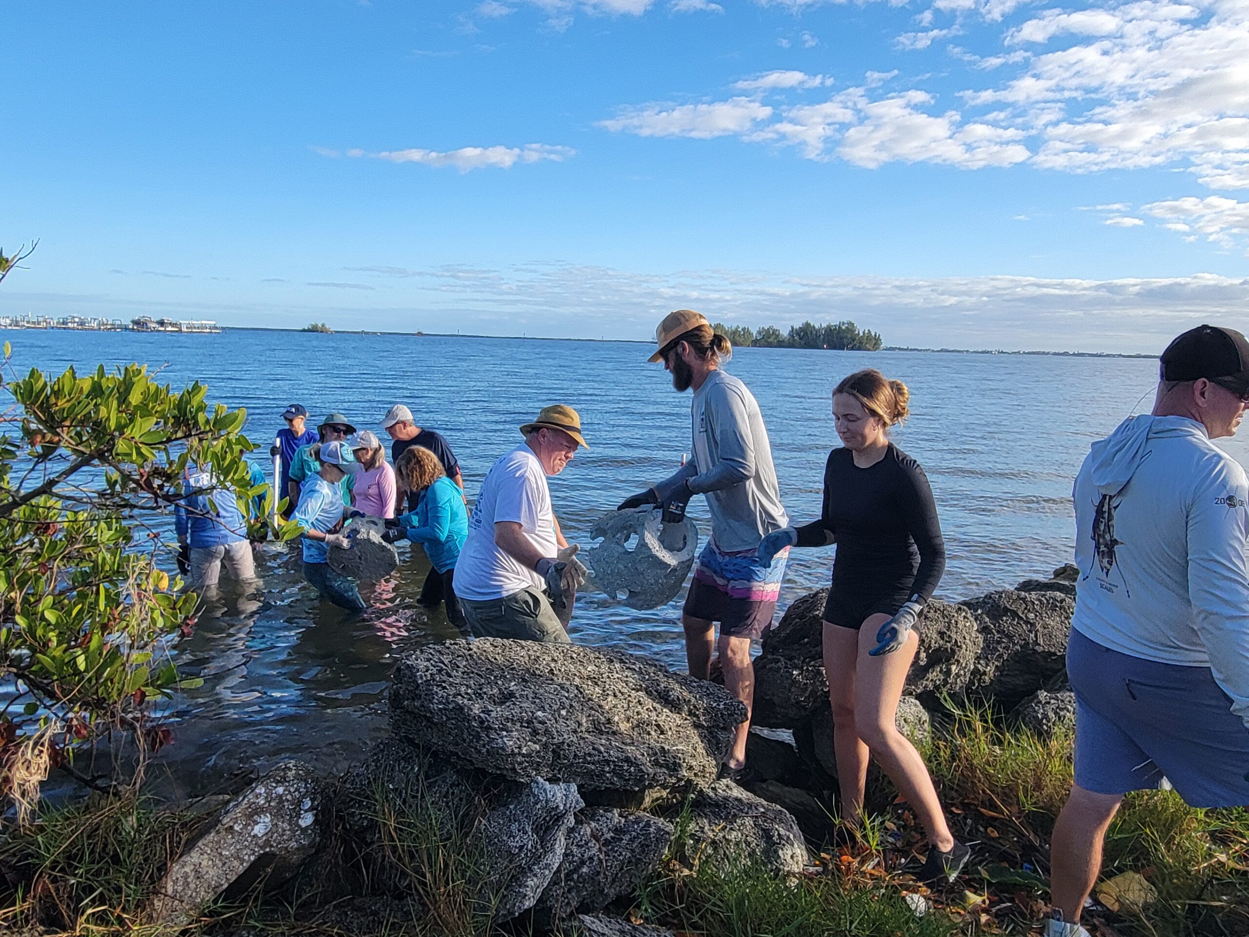 Construction of Riverview Park living shoreline project
